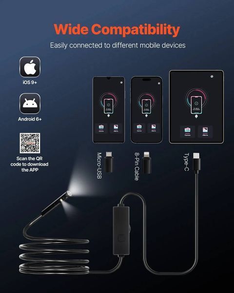 USB ендоскоп Vevor SM7 для Android, iOS (8мм., 2 камери, 15 метрів) (1416) 1416 фото USB ендоскоп Vevor SM7 для Android, iOS (8мм., 2 камери, 15 метрів) (1416) 1416 фото