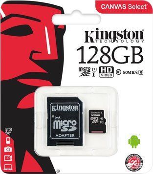 Карта пам'яті Kingston microSDHC 128Gb Class 10 (+adapter SD) (668) 668 фото