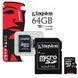 Карта пам'яті Kingston microSDHC 64Gb Class 10 (+adapter SD) (439) 439 фото 1